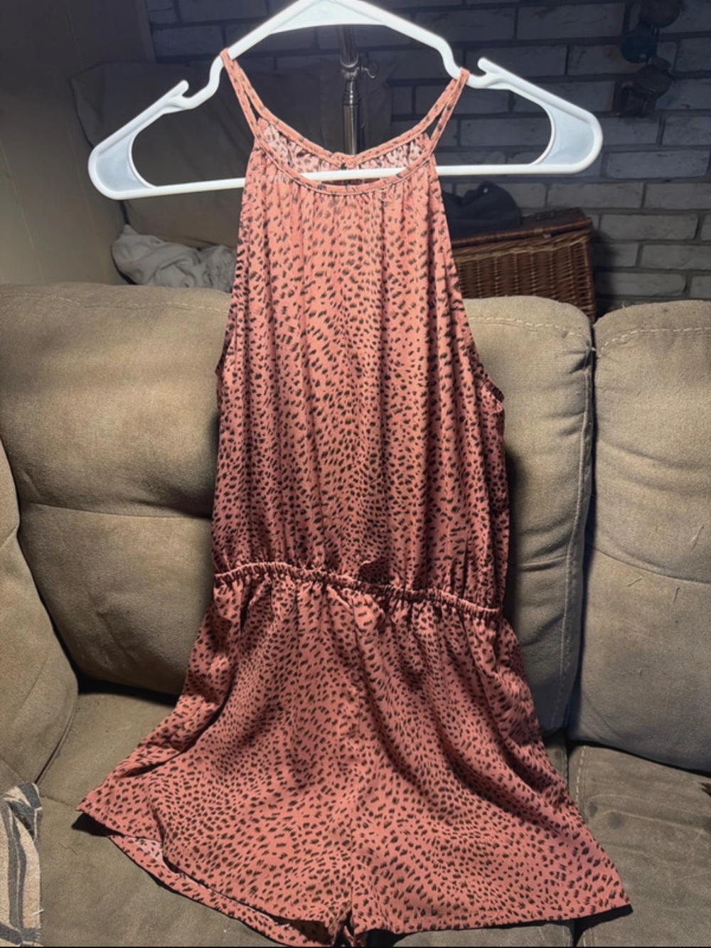 Women’s Sleeveless Rust Spot Print Romper